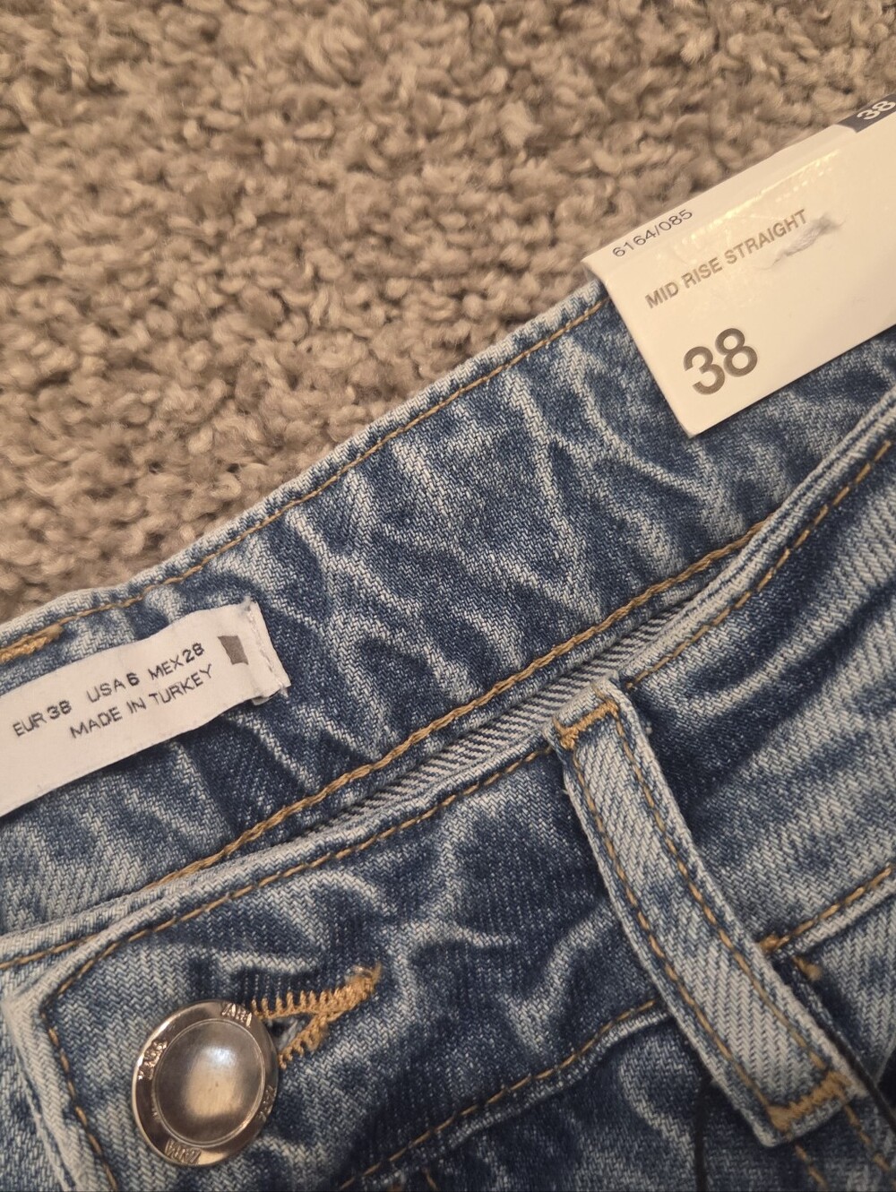 ZARA Light Blue Distressed Wide-Leg Ripped Jeans - Picture 4 of 6